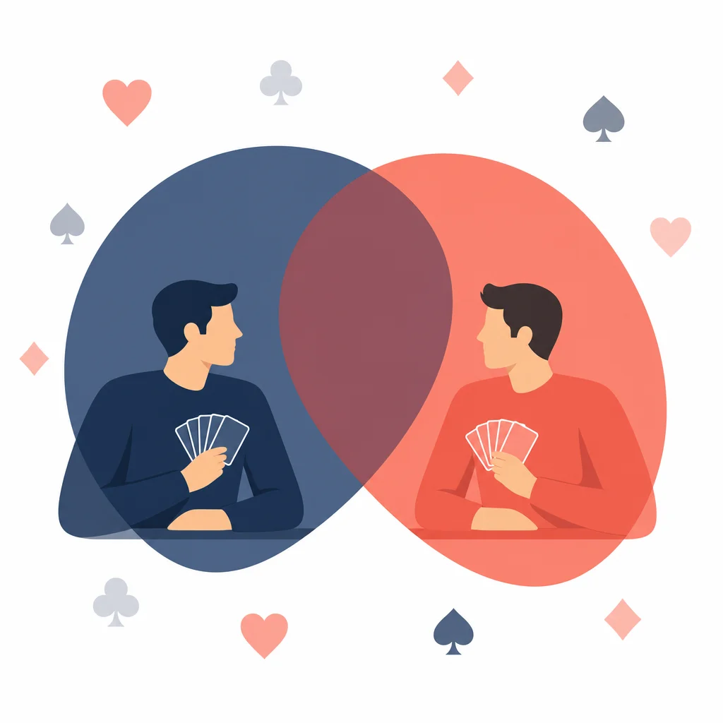 poker range analysis diagram comparing two overlapping card distributions