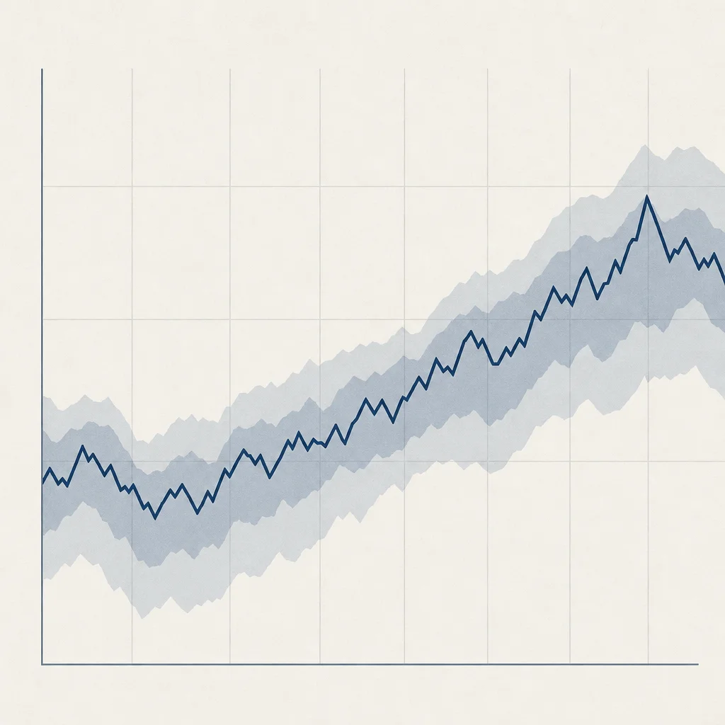 poker variance graph showing a winrate line inside a wide confidence band