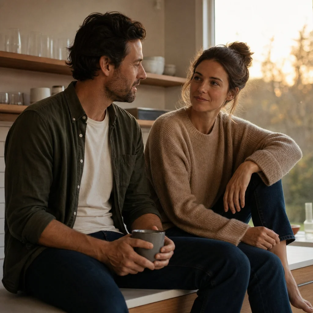 couple in quiet conversation working through a moment of disconnection