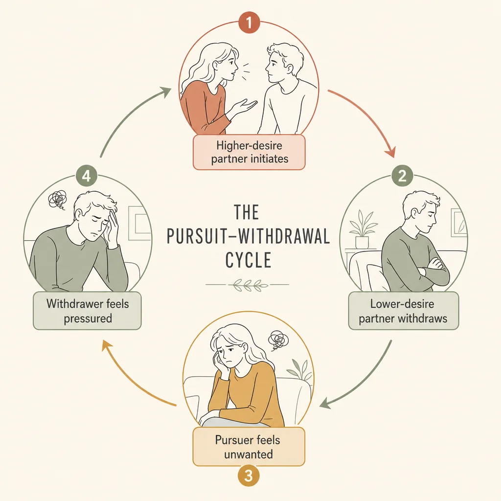 Why doesnt my partner initiate intimacy anymore — diagram of the pursuit-withdrawal cycle