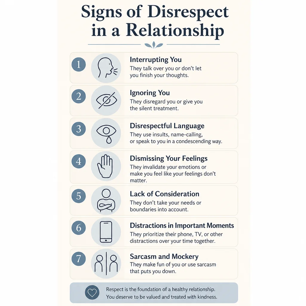 infographic showing common signs of lack of respect in our relationship