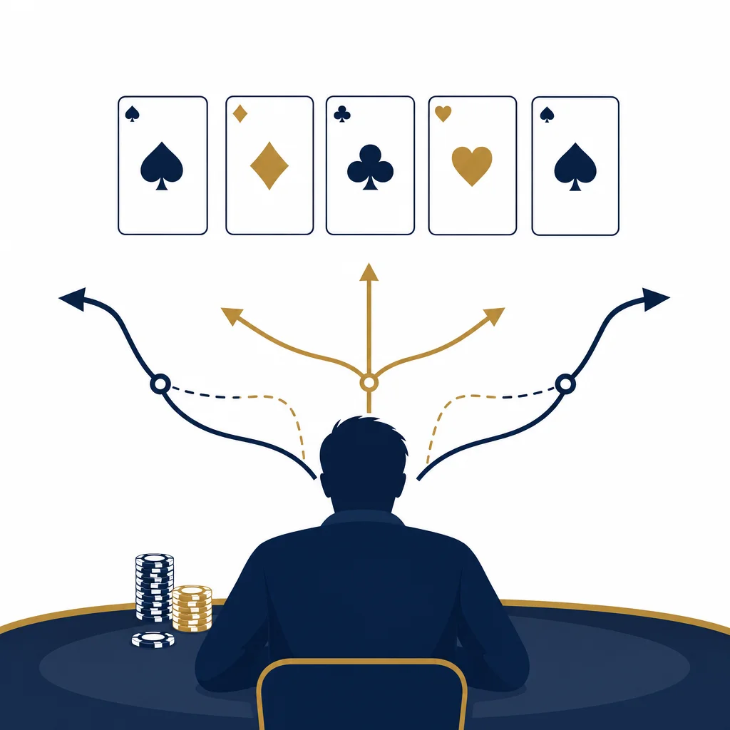Concept illustration of reading a poker board texture for a bluff decision