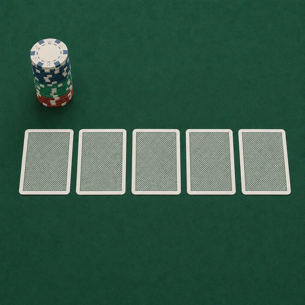 poker rules illustrated through a chip stack and card layout on a felt table