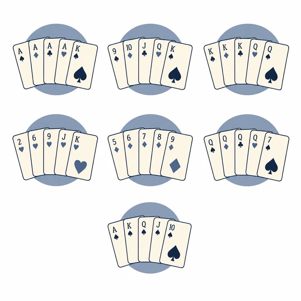 Concept illustration of poker hand categories grouped by pattern type