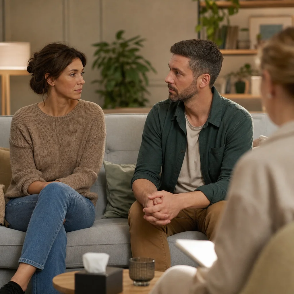 couple in a therapy session learning to communicate after feeling like were just not on the same page