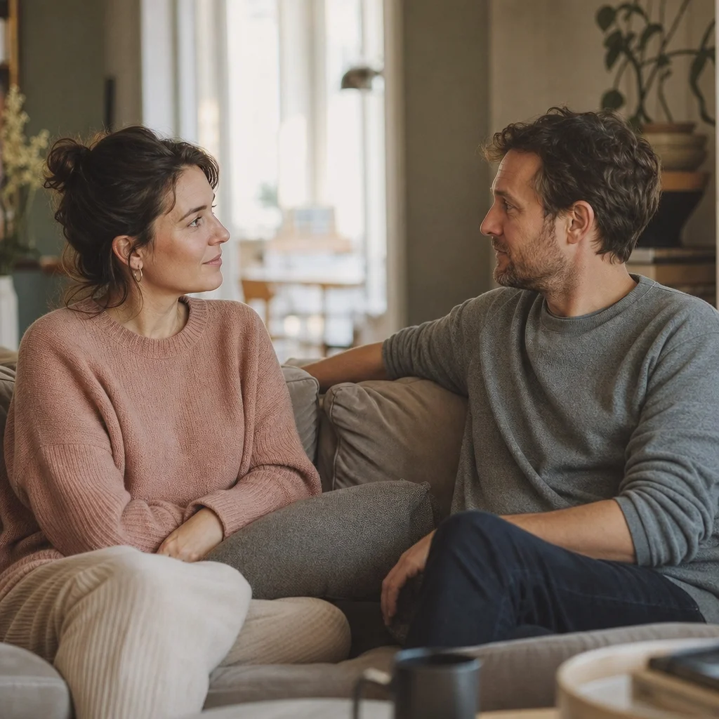 Couple in calm conversation reconnecting after feeling unappreciated in the relationship