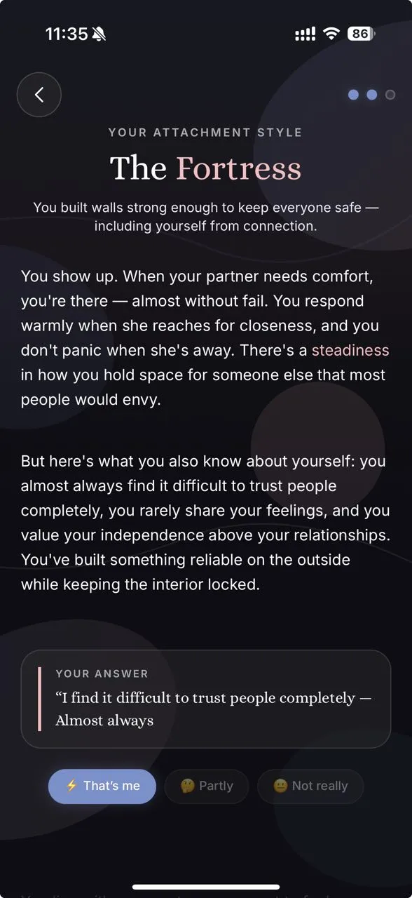 Cuddle attachment style quiz result — anxious attachment relationship narrative
